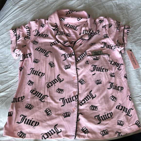 Juicy Couture Women's 2 Piece Logo Print Pajama Sleepwear pants Set M - Picture 4 of 10